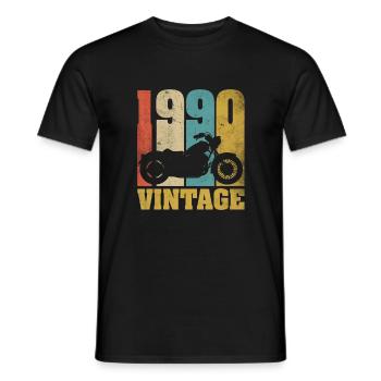 1990 Jahrgang Geburtstag Biker Motorrad Geschenk - Männer T-Shirt - Schwarz - Vorne - AI Model Male 178 light (178cm)