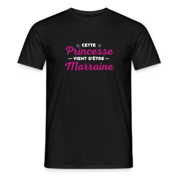 Cette princesse vient d'être Marraine - T-shirt homme - noir - Devant - AI Model Male 178 light (178cm)