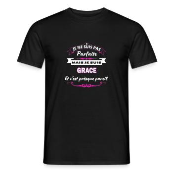 je ne suis pas Parfaite Grace - T-shirt homme - noir - Devant - AI Model Male 178 light (178cm)