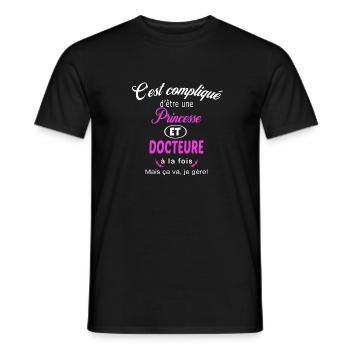 c'est compliqué princesse et docteure - T-shirt homme - noir - Devant - AI Model Male 178 light (178cm)