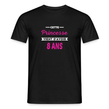 Cette Princesse vient d'avoir 8 ans - T-shirt homme - noir - Devant - AI Model Male 178 light (178cm)