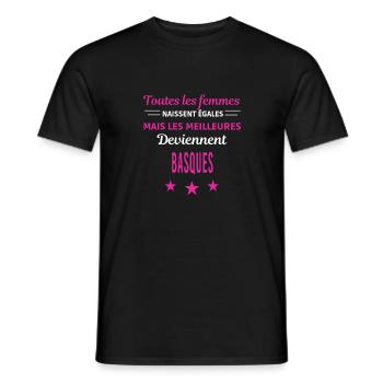 femmes naissent les meilleurs Basques - T-shirt homme - noir - Devant - AI Model Male 178 light (178cm)