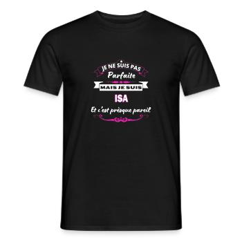 je ne suis pas Parfaite Isa - T-shirt homme - noir - Devant - AI Model Male 178 light (178cm)