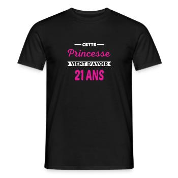 Cette Princesse vient d'avoir 21 ans - T-shirt homme - noir - Devant - AI Model Male 178 light (178cm)