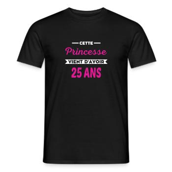 Cette Princesse vient d'avoir 25 ans - T-shirt homme - noir - Devant - AI Model Male 178 light (178cm)