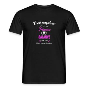 c'est compliqué princesse et balance - T-shirt homme - noir - Devant - AI Model Male 178 light (178cm)
