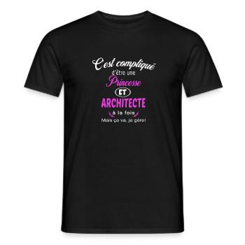 c'est compliqué princesse et architecte - T-shirt homme - noir - Devant - AI Model Male 178 light (178cm)