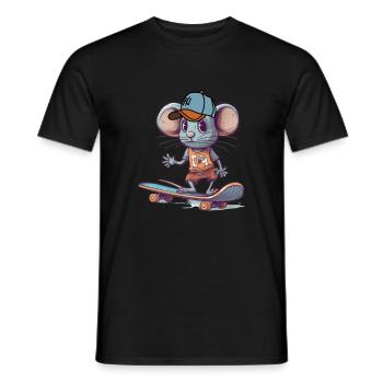 Skateboard Maus Skateboarder Nagetier cool sk8 - Männer T-Shirt - Schwarz - Vorne - AI Model Male 178 light (178cm)