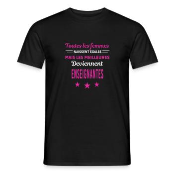femmes naissent les meilleurs enseignantes - T-shirt homme - noir - Devant - AI Model Male 178 light (178cm)
