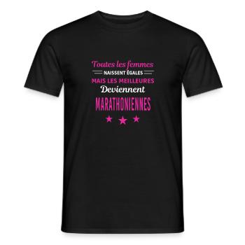 femmes naissent les meilleurs marathoniennes - T-shirt homme - noir - Devant - AI Model Male 178 light (178cm)