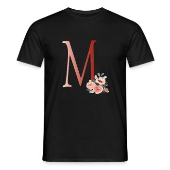Buchstabe M mit Blumen - Männer T-Shirt - Schwarz - Vorne - AI Model Male 178 light (178cm)