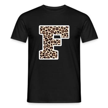 lettre F motif léopard -idée cadeau d’anniversaire - T-shirt homme - noir - Devant - AI Model Male 178 light (178cm)
