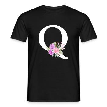 Purple Floral Letter Q - Men's T-Shirt - black - Front - AI Model Male 178 light (178cm)
