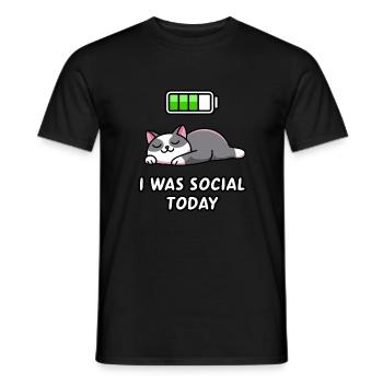 Recharge Mode: I Was Social Today - Men's T-Shirt - black - Front - AI Model Male 178 light (178cm)
