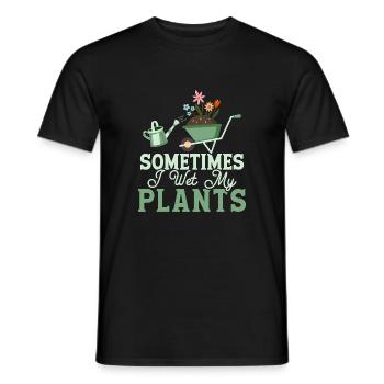 Parfois, je mouille mes plantes Jardinage botanique - T-shirt homme - noir - Devant - AI Model Male 178 light (178cm)