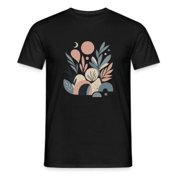 Pastell Muster Abstrakt Formen Kunst Wald Mond - Männer T-Shirt - Schwarz - Vorne - AI Model Male 178 light (178cm)