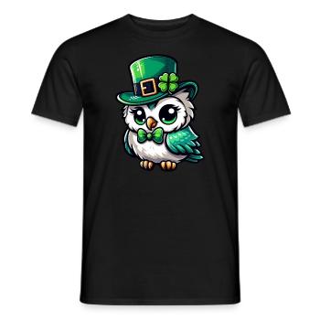 Conception mignonne bande dessinée Harfang des neiges de la Saint-Patrick - T-shirt homme - noir - Devant - AI Model Male 178 light (178cm)