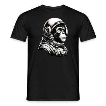 Pensive Monkey Astronaut Cosmos - Men's T-Shirt - black - Front - AI Model Male 178 light (178cm)