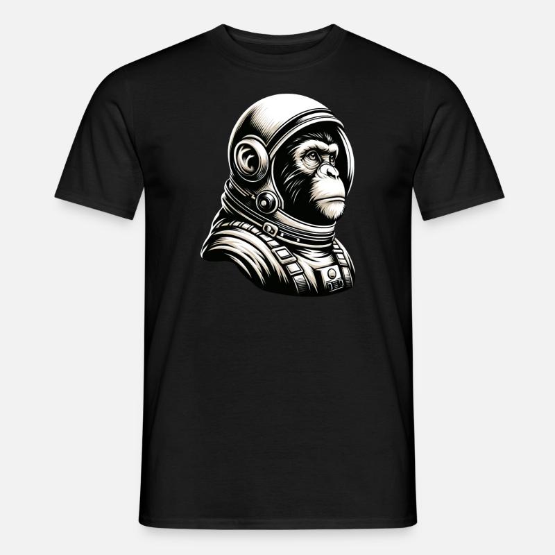Pensive Monkey Astronaut Cosmos - Men's T-Shirt - black