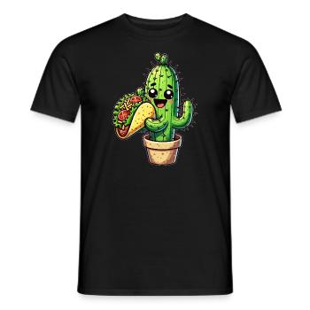 Kawaii Cactus Takko Fast Food Comic - Men's T-Shirt - black - Front - AI Model Male 178 light (178cm)