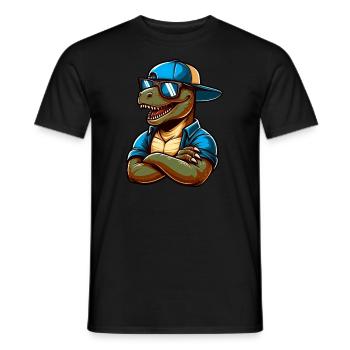 Cooler Dino T-Rex mit Sonnenbrille lustig - Männer T-Shirt - Schwarz - Vorne - AI Model Male 178 light (178cm)