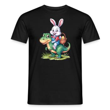 Easter Bunny Dinosaur Dino Easter Funny Cute - Men's T-Shirt - black - Front - AI Model Male 178 light (178cm)
