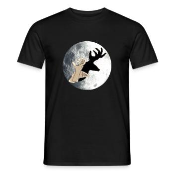 Schattenfigur Hände Hirsch - Männer T-Shirt - Schwarz - Vorne - AI Model Male 178 light (178cm)