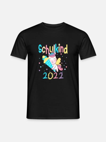 Schulkind 2022 Einhorn - Männer T-Shirt - Schwarz
