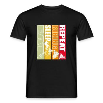 eat sleep biking repeat - T-shirt homme - noir - Devant - AI Model Male 178 light (178cm)