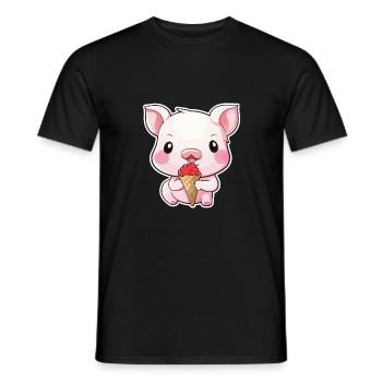Very Cute Pig Eating Ice Cream - Männer T-Shirt - Schwarz - Vorne - AI Model Male 178 light (178cm)
