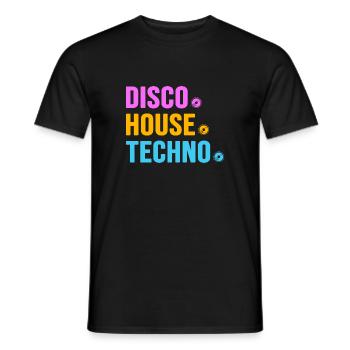 Disco House Techno ballern hard Bass Rave - Men's T-Shirt - black - Front - AI Model Male 178 light (178cm)