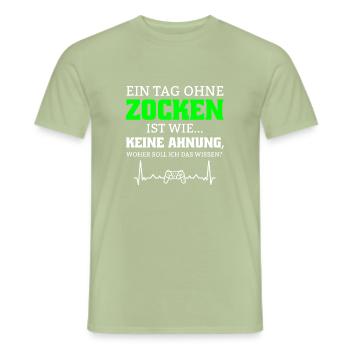 Herzschlag Controller Gaming Gamer Geschenk Spruch - Männer T-Shirt - Sage - Vorne - AI Model Male 178 light (178cm)