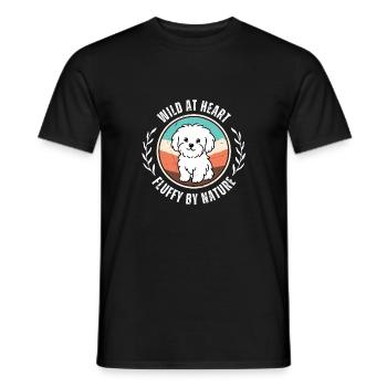 Wild at Heart – Vintage Sunset Maltese Dog Design - Men's T-Shirt - black - Front - AI Model Male 178 light (178cm)