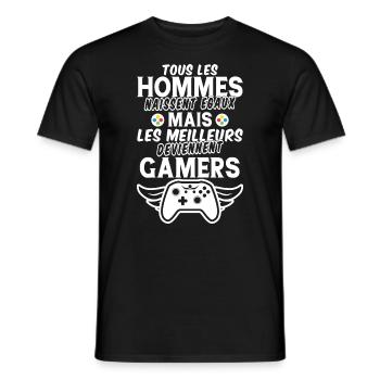 hommes naissent égaux meilleurs deviennent gamers - T-shirt homme - noir - Devant - AI Model Male 178 light (178cm)