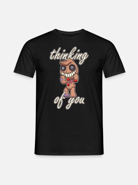 Voodoo Zauber, Puppe Thinking of you, Lustig - Männer T-Shirt - Schwarz