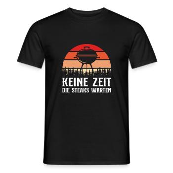 Keine Zeit Die Steaks warten Grillen - Männer T-Shirt - Schwarz - Vorne - AI Model Male 178 light (178cm)