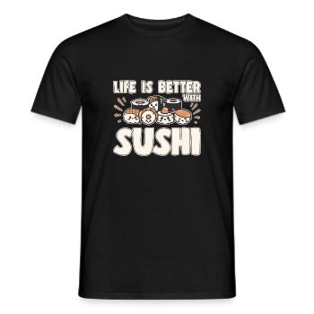 Sushi Lover LIfe Is Better With Sushi - Men's T-Shirt - black - Front - AI Model Male 178 light (178cm)