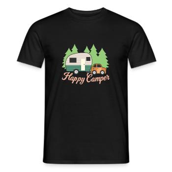 Happy Camper, Amateur de randonnée et de camping, Cadeau de camping-car - T-shirt homme - noir - Devant - AI Model Male 178 light (178cm)