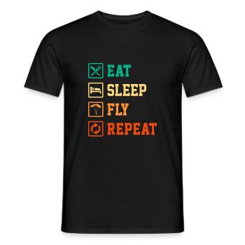 Eat Sleep Fly Repeat Paragliding Parachute Paragli - Männer T-Shirt - Schwarz - Vorne - AI Model Male 178 light (178cm)