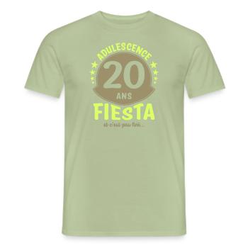 20 ans anniversaire - T-shirt homme - vert sauge - Devant - AI Model Male 178 light (178cm)
