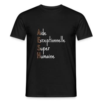 AESH Aide Exceptionnelle Super Humaine - T-shirt homme - noir - Devant - AI Model Male 178 light (178cm)