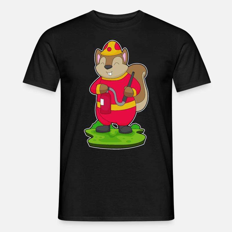 Squirrel Firefighter Fire Hose - Men's T-Shirt - black