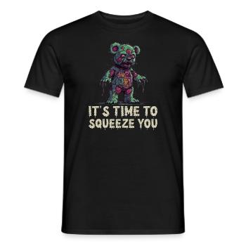 Zombie Teddy Halloween Horror Monster Blood - Men's T-Shirt - black - Front - AI Model Male 178 light (178cm)