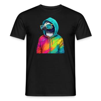 Penguin with Sunglasses Colorful Cool Penguins Bird - Men's T-Shirt - black - Front - AI Model Male 178 light (178cm)