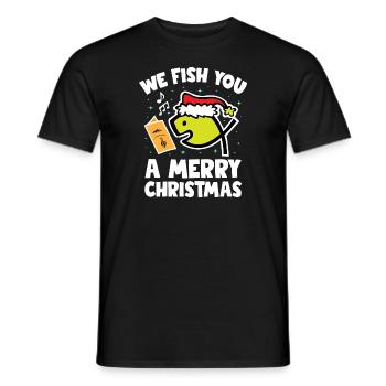 We Fish You A Merry Christmas - Men's T-Shirt - black - Front - AI Model Male 178 light (178cm)