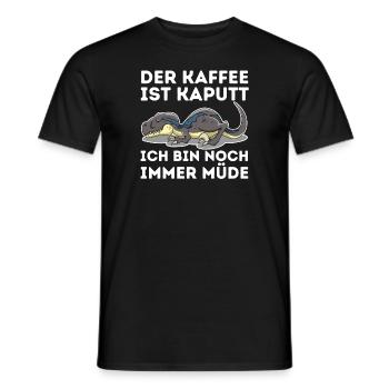 Der Kaffee ist kaputt ich bin noch müde T-Rex - Männer T-Shirt - Schwarz - Vorne - AI Model Male 178 light (178cm)