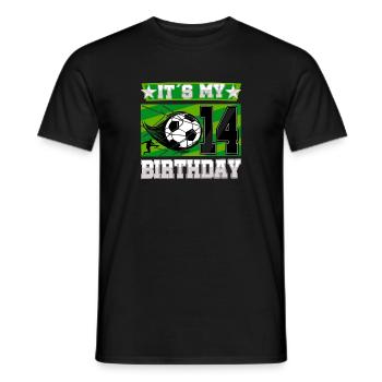 14th birthday Boy Soccer 14 Years Old Gifts - Men's T-Shirt - black - Front - AI Model Male 178 light (178cm)
