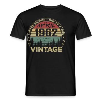 Cadeau Vintage Avril 1962 Anniversaire - T-shirt homme - noir - Devant - AI Model Male 178 light (178cm)