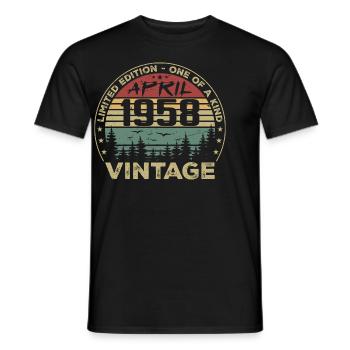 Vintage April 1958 Birthday Gift - Men's T-Shirt - black - Front - AI Model Male 178 light (178cm)