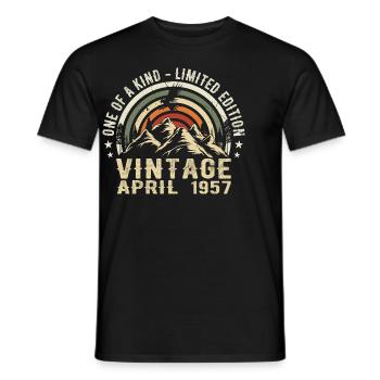 April 1957 Geburtstagsgeschenk - geboren im April 195 - Männer T-Shirt - Schwarz - Vorne - AI Model Male 178 light (178cm)
